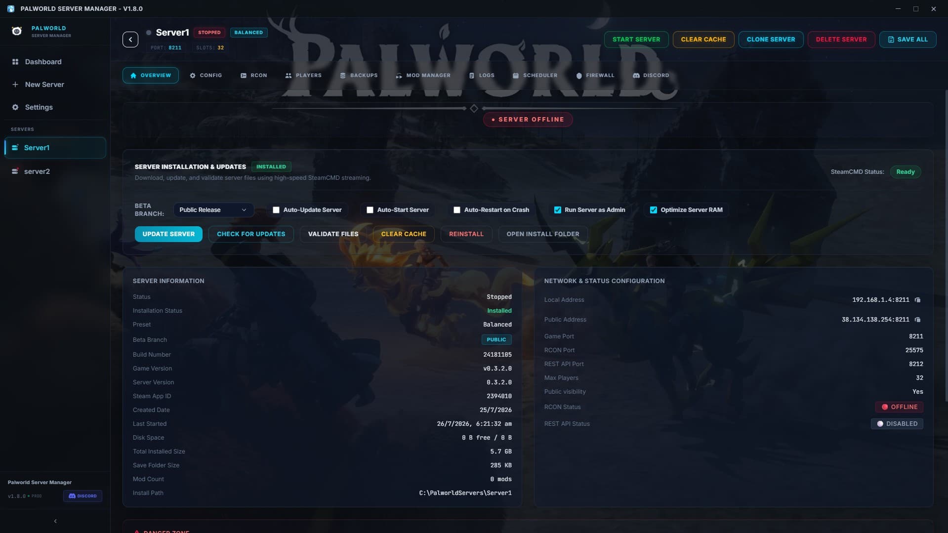 Palworld Server Manager Screenshot 4